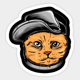 cool cat with a cap illustration Sticker